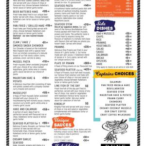 Menu Page 2 - Seafood Mains and Extras