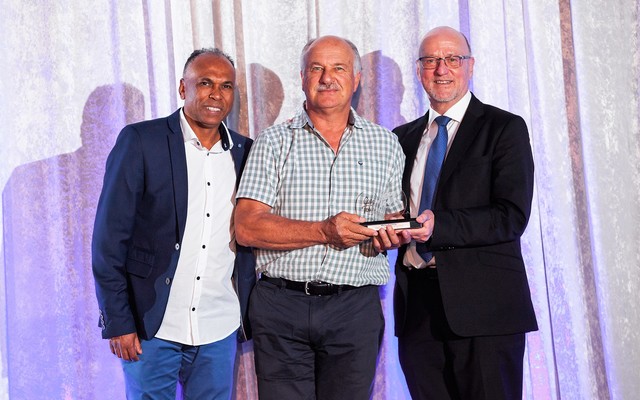 Cape Town Tourism CEO, Enver Duminy, Marine Dynamics CEO, Wilfred Chivell and Minister of Tourism, Derek Hanekom.