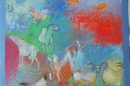 The Goat Herd. Pastel Print