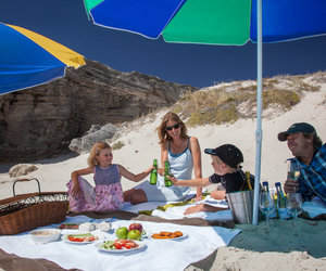 Family having a picnic on the beach