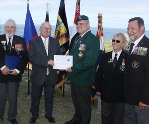 Councillor Dudley Coetzee Receiving Certificate