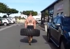 Man Witnessed Carrying Tractor Tyre