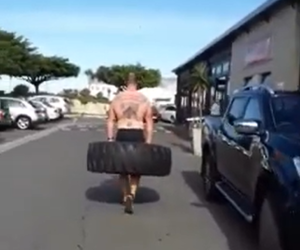 Man Witnessed Carrying Tractor Tyre