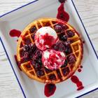 Xplorio™ Struisbaai - Catch Cook Restaurant - Waffles Served with Berry Compote and Vanilla Ice Cream