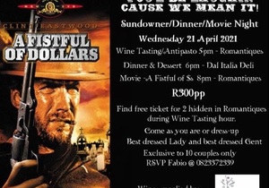 Sundowner / Dinner / Movie Night: 21 April 2021