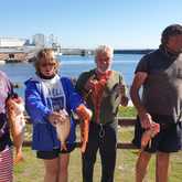 Ric Kuisis, Colleen and Norman Kemm and Terry Terrenlanche from boat At Work - Birkenhead Boothengelklub - Xplorio™ Gansbaai