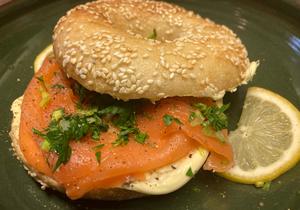 Baigel, Mascarpone and Smoked Salmon Trout