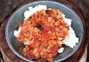 Camping Recipe: Bacon, Mushroom and Thyme Sauce with Pap