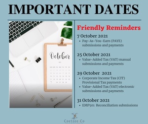 Important Dates in October 2021