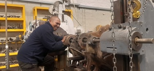 Line boring on an excavator bucket
