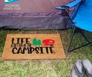 Camping tip: Bring a rug for the inside and outside of the tent