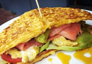 NEW: Salmon, Avocado and Scramble Egg Waffle