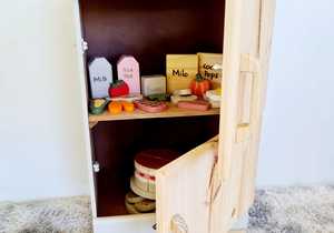 Wooden Fridge + Food Set + Cake Set + Free Hand Mixer with Bowl