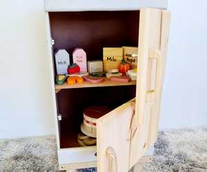 Wooden Fridge + Food Set + Cake Set + Free Hand Mixer with Bowl