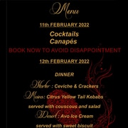 Murder Mystery Weekend Menu