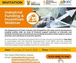 10 March 2022​​​​​​​: Industrial Funding and Incentives Webinar