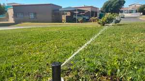 Green Grass with an Irrigation System