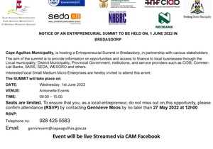 1 June 2022: Entrepreneurial Summit in Bredasdorp