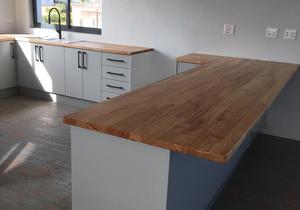 Kitchen with Solid Hardwood Countertops in Rubberwood