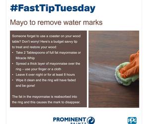#FastTipTuesday: Mayo To Remove Water Marks