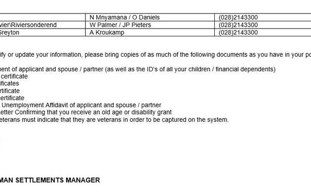 Form 2 - Theewaterskloof Municipality - Xplorio™ Caledon
