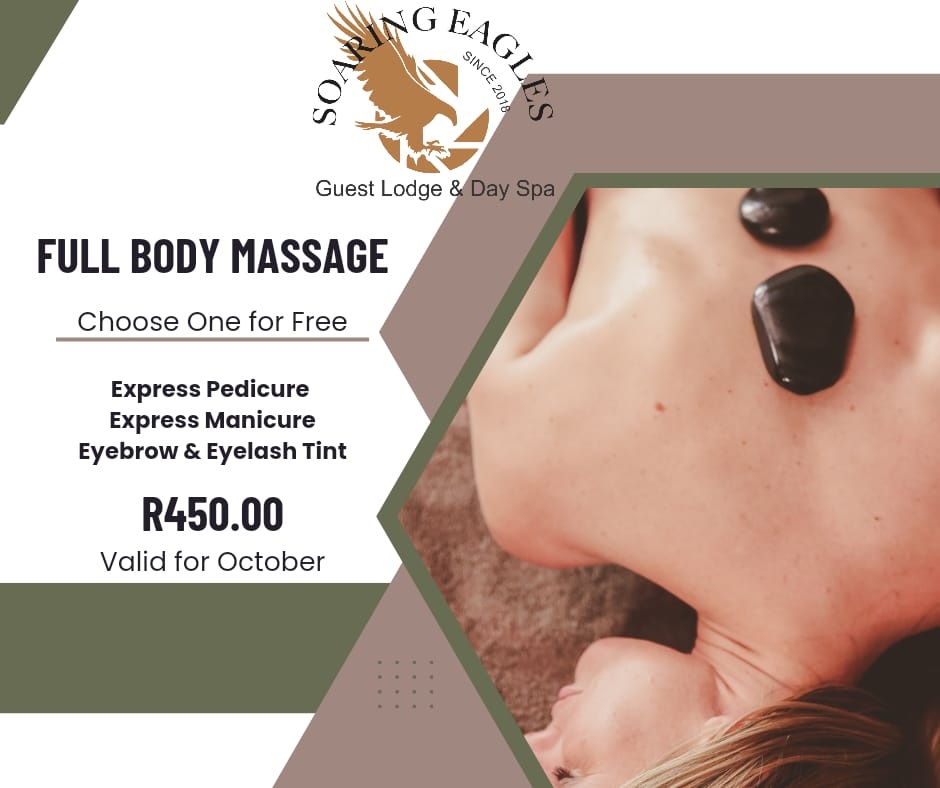 Full Body Massage Special Soaring Eagles Guest Lodge and Day Spa