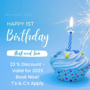 1st Birthday Accommodation Special: 23% OFF!