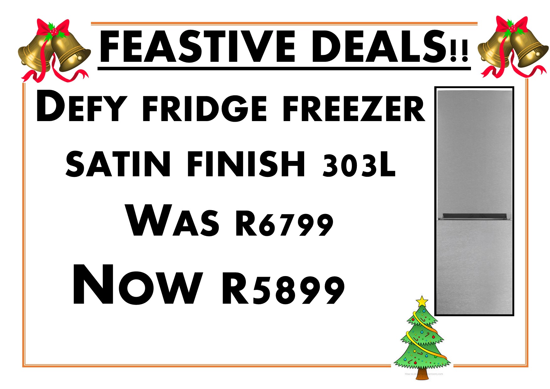 DEFY Fridge Freezer 303L Special House of Carpets, Furniture and