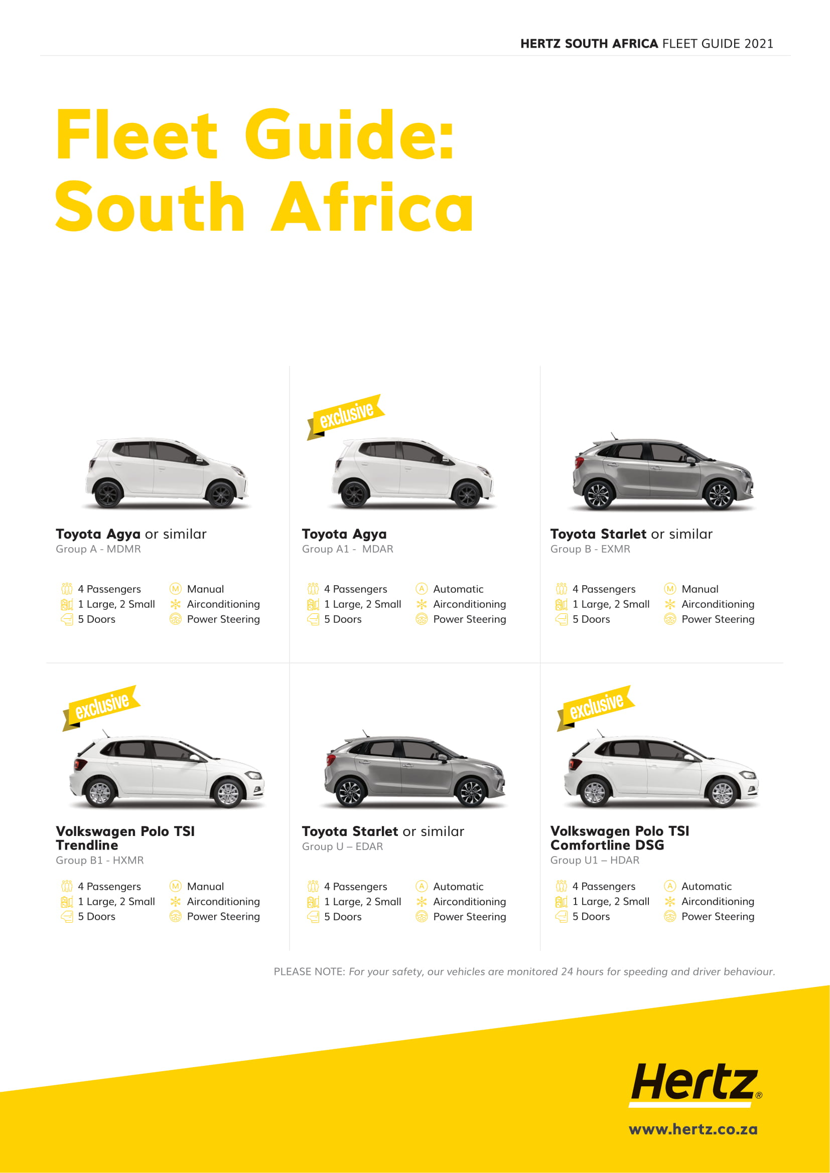 Hertz Rent a Car Fleet Guide South Africa 2021 Hertz Rent a Car