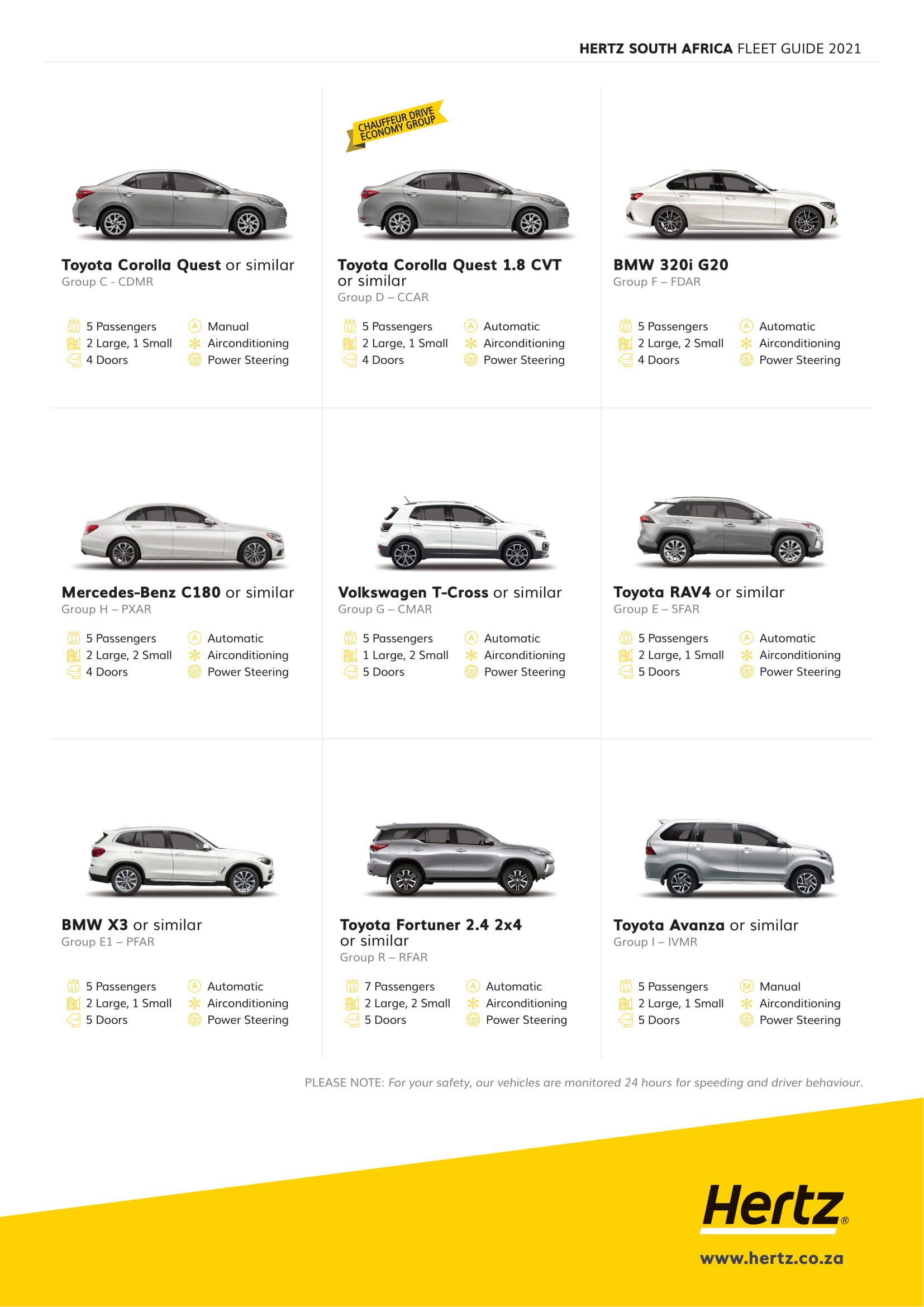 Hertz Rent a Car Fleet Guide South Africa 2021 Hertz Rent a Car