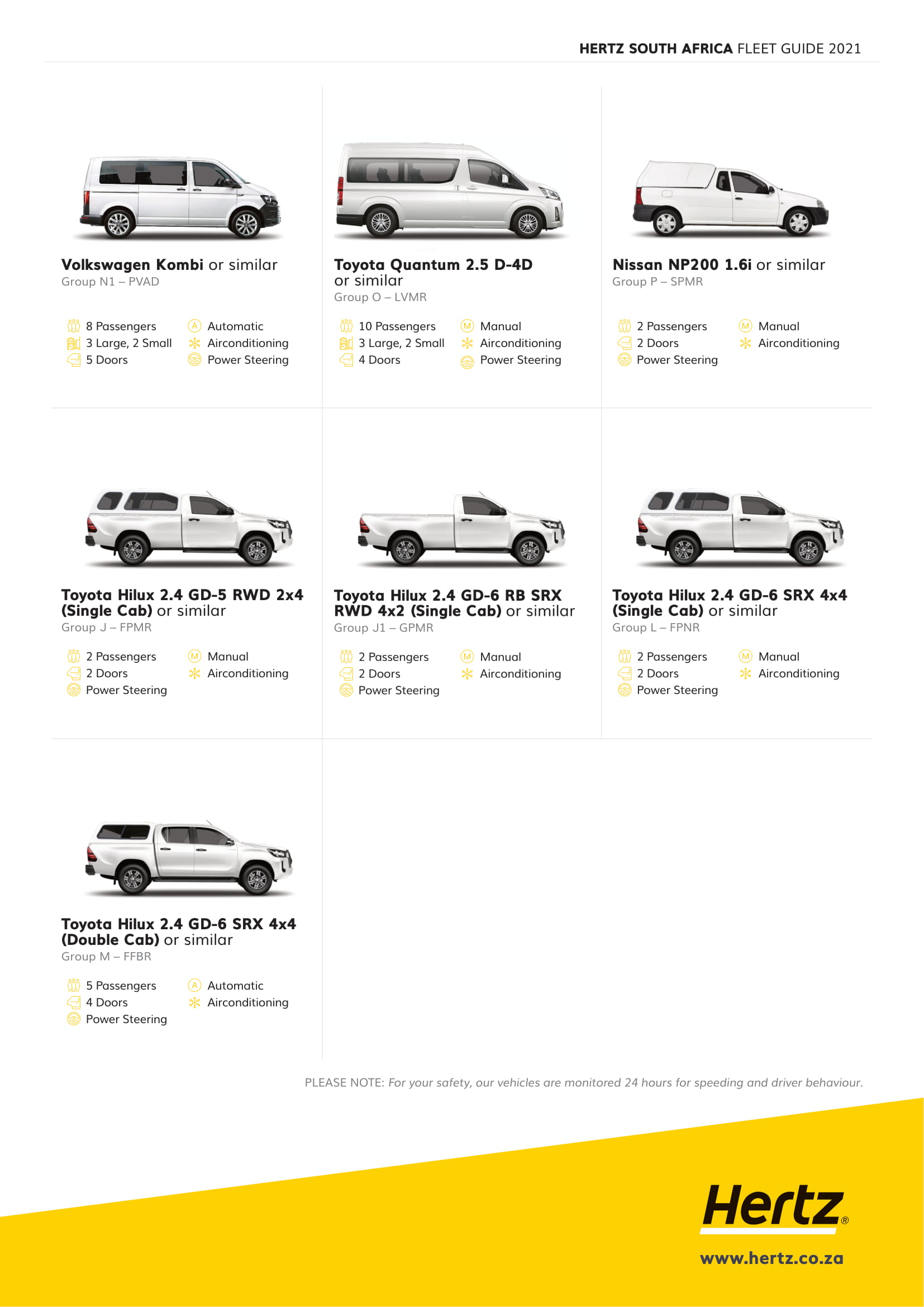 Hertz Rent a Car Fleet Guide South Africa 2021 Hertz Rent a Car